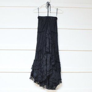 YOUNIQUE Vintage Black Victorian Goth Punk Lace Lolita Maxi Dress | Size M
